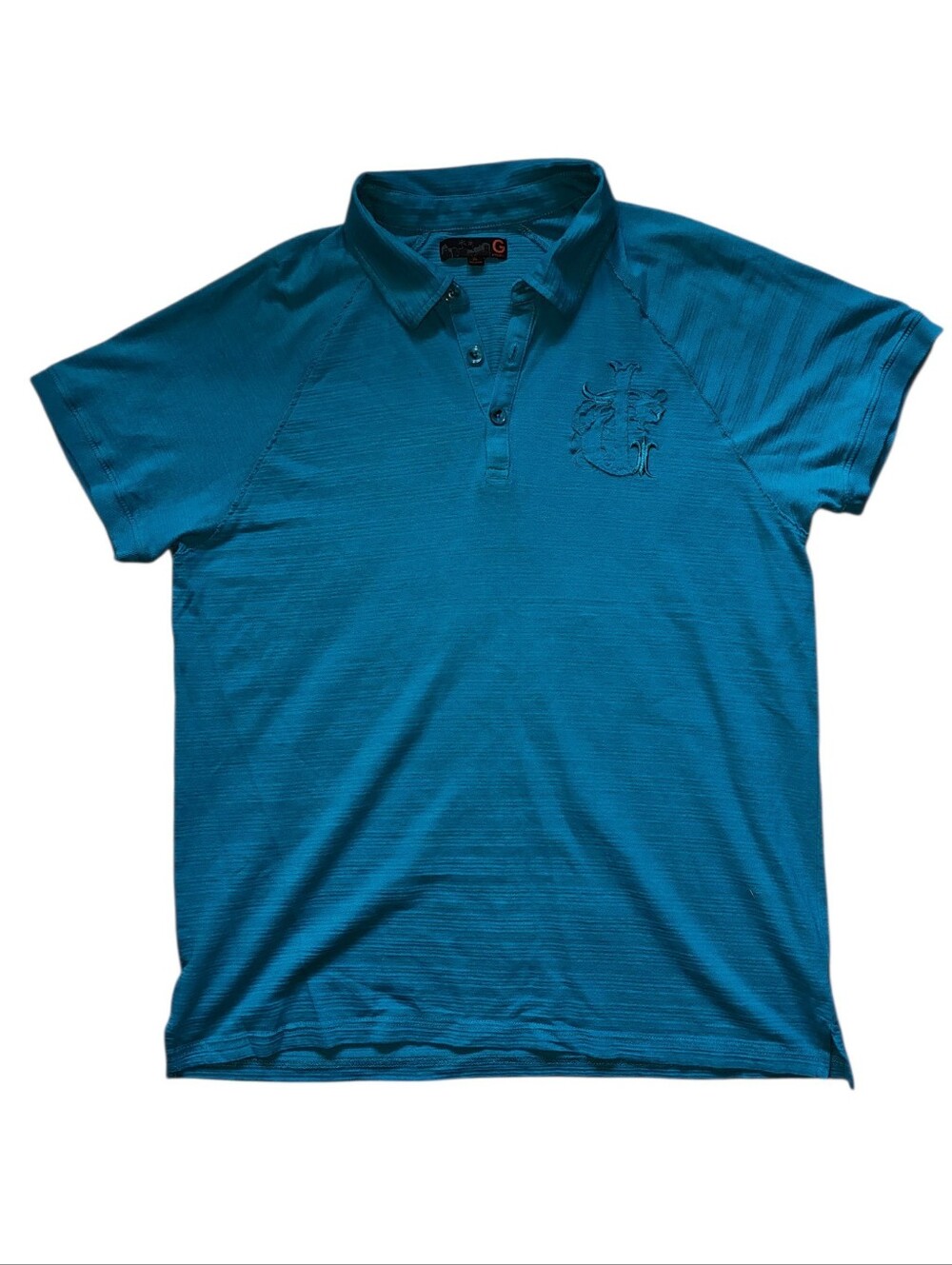 G by Guess Teal Blue Embroidered Crest Polo